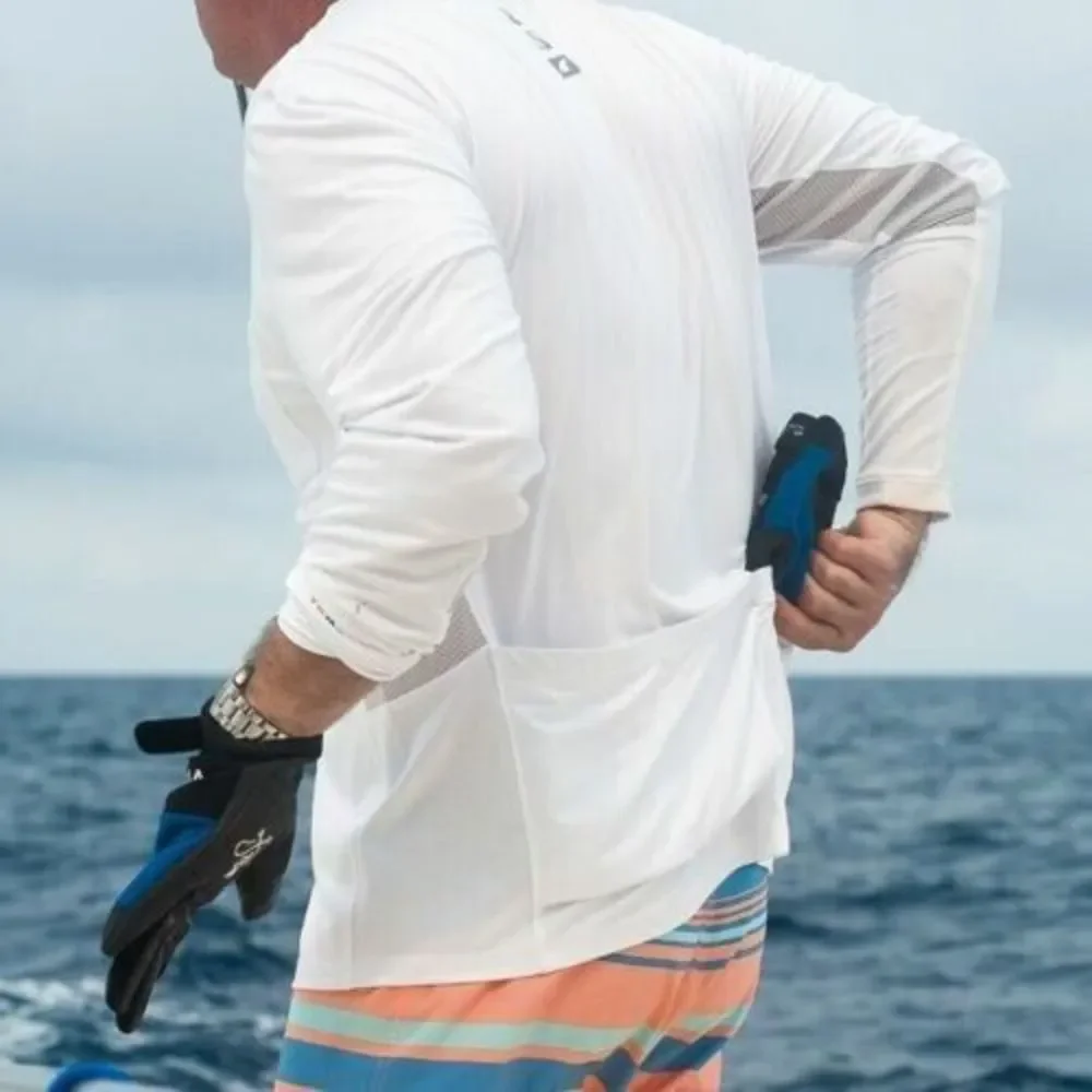 Men's SALT LIFE Fusion Performance Pocket Fishing Long Sleeve, WHITE SLM6088 XL - Picture 3 of 3